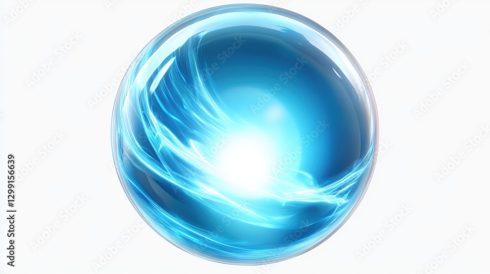 Vibrant Blue Sphere with Ethereal Light and Swirling Energy Effects Vibrant Blue Sphere with Ethereal Light and Swirling Energy Effects