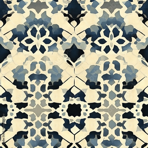 Wallpaper Mural Seamless Pattern - Abstract floral pattern with watercolor look in beige, blue and gray tones. Torontodigital.ca