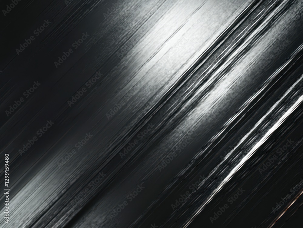 Fototapeta premium Abstract black metallic texture with shiny silver streaks creating a dynamic visual effect and smooth gradient perfect for backgrounds or design projects