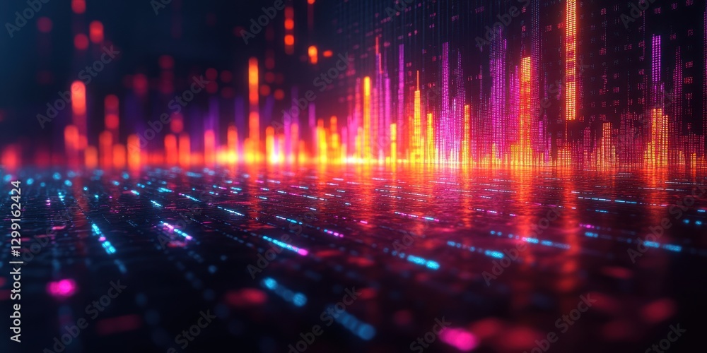 Abstract Digital Cityscape: Neon Lights and Data Streams Abstract Digital Cityscape: Neon Lights and Data Streams