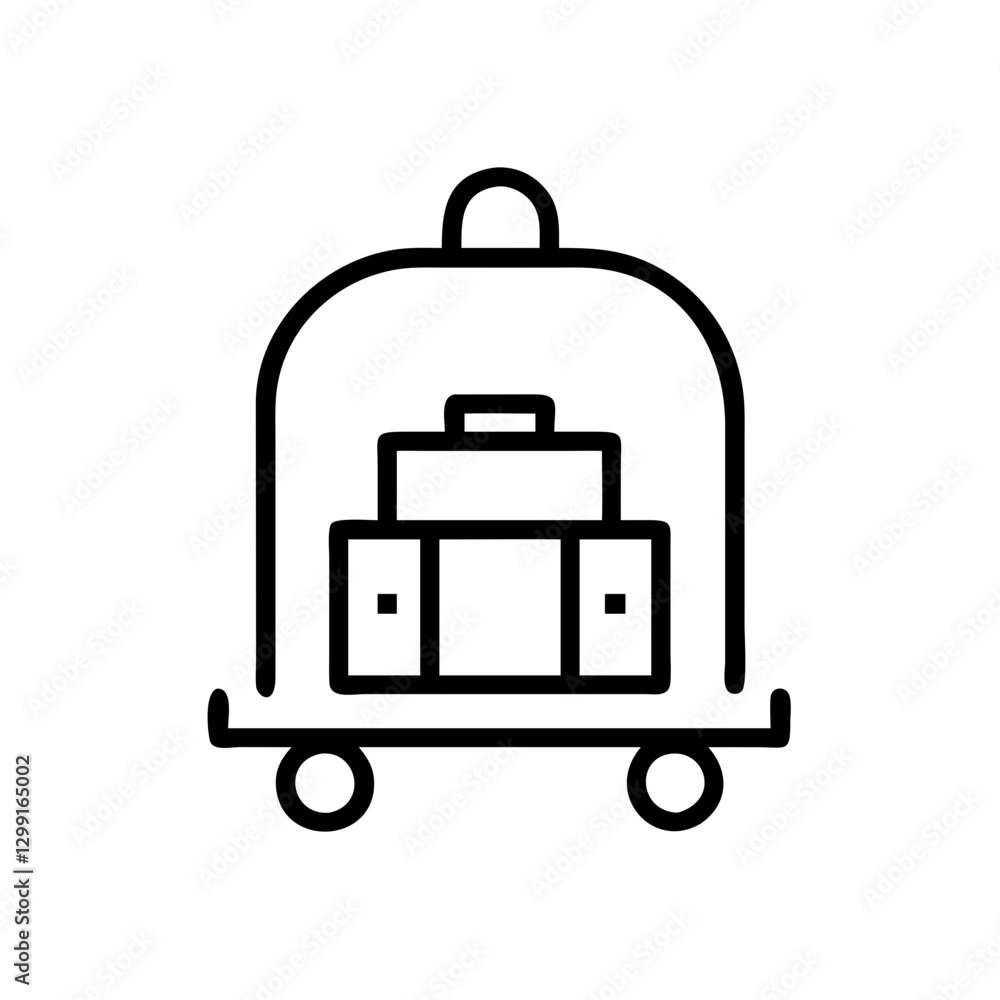 Luggage trolley flat vector icon, hotel service and travel accommodation Luggage trolley flat vector icon, hotel service and travel accommodation