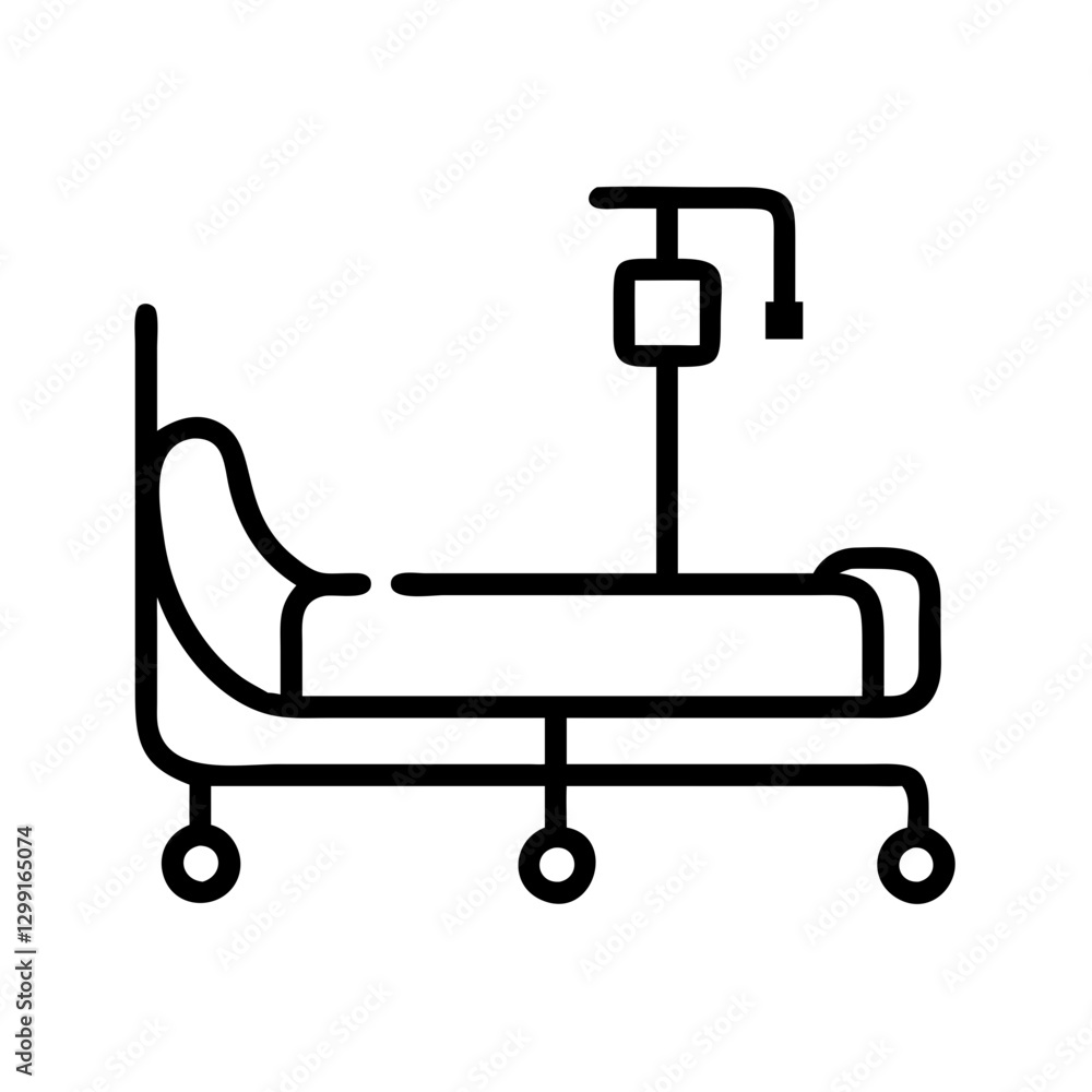 Hospital bed flat vector icon, patient care and medical treatment Hospital bed flat vector icon, patient care and medical treatment