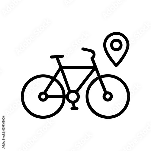 Bicycle flat vector icon, eco-friendly transportation with GPS location
