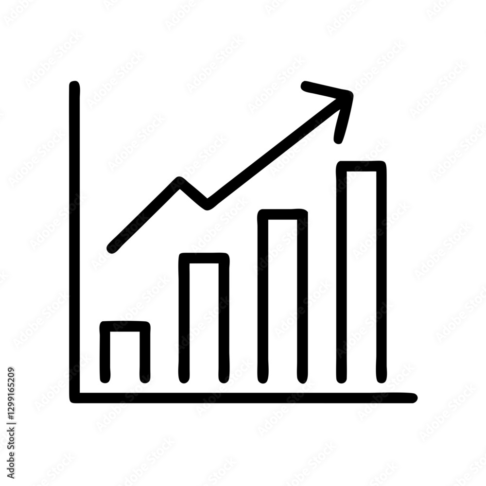 Growth chart flat vector icon, business analytics and financial success Growth chart flat vector icon, business analytics and financial success