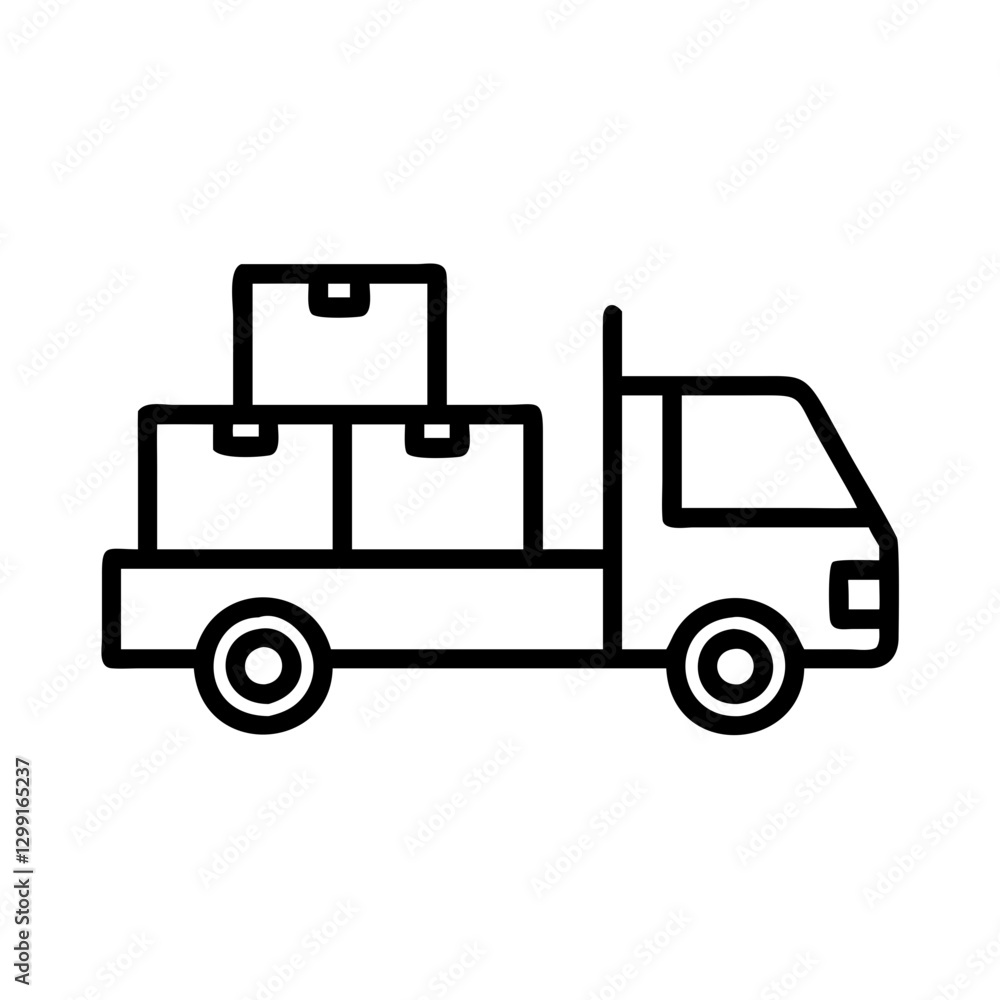 Freight truck flat vector icon, cargo transport and supply chain logistics Freight truck flat vector icon, cargo transport and supply chain logistics