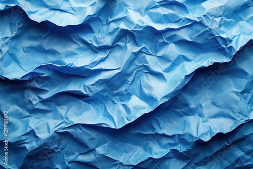 Wallpaper Mural Textured blue crumpled paper creates an engaging visual display with depth and contrast Torontodigital.ca