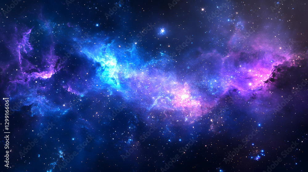 Fototapeta premium An amazing blue and purple galaxy with stars and nebulae 