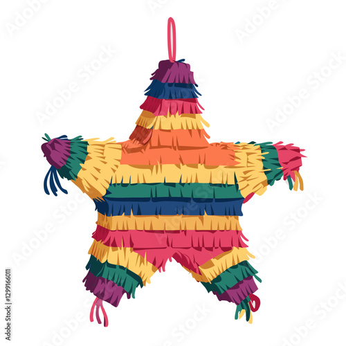 Colorful Star Shaped Pinata Illustration Perfect for Celebrations and Festive Party Decor