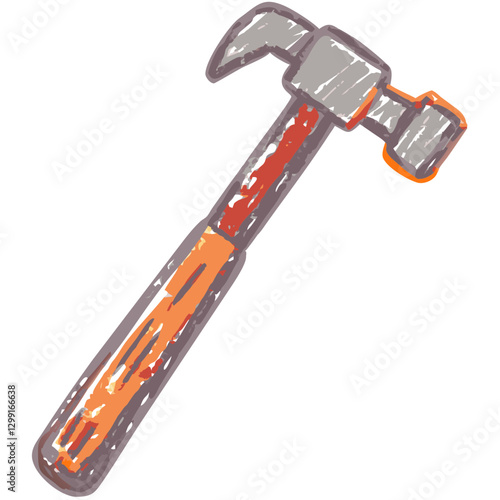 Vector Illustration of Claw Hammer for Construction and Carpentry Tools