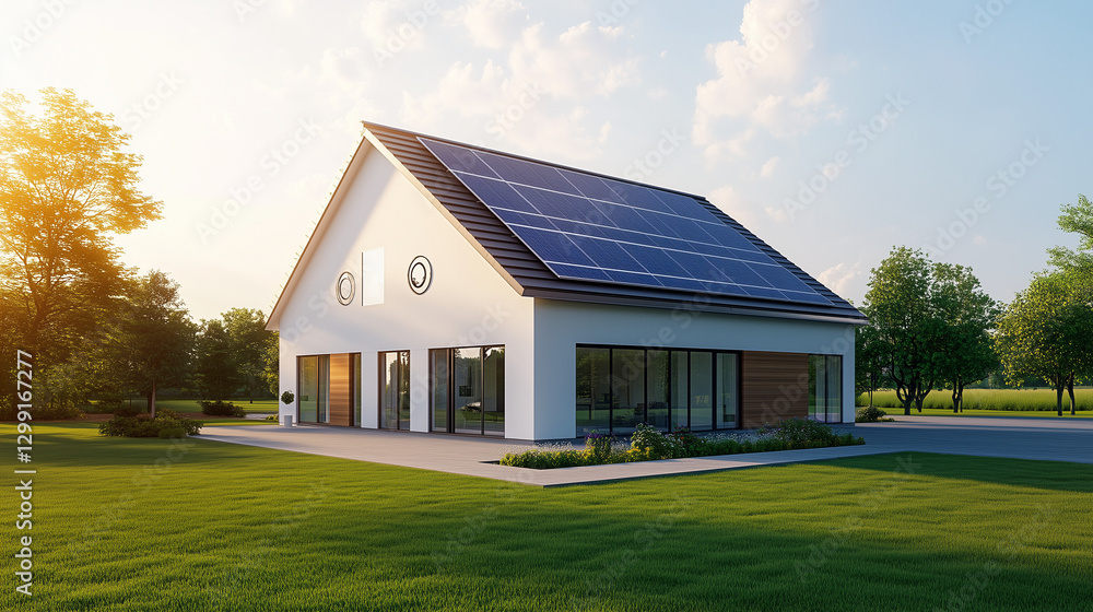 Sustainable Residential Architecture Featuring Solar Panels for Green Energy Sustainable Residential Architecture Featuring Solar Panels for Green Energy