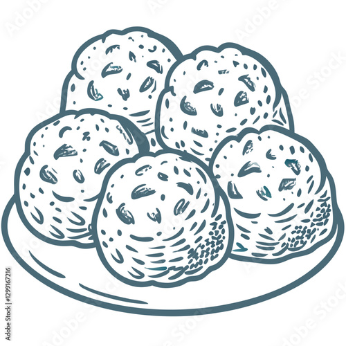 Delicious Homemade Cookies Vector Illustration on Plate for Bakery or Dessert Themes