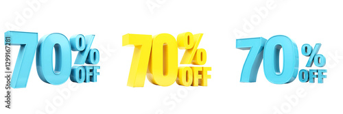 70 Percent Off Discount 3D Text On Transparent Background