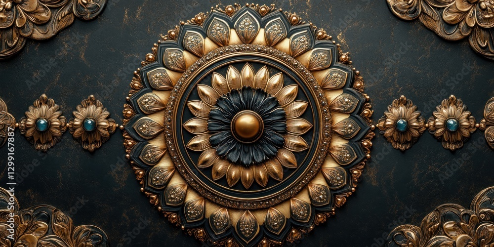 Opulent Mandala: A Symphony of Gold and Dark Elegance Opulent Mandala: A Symphony of Gold and Dark Elegance