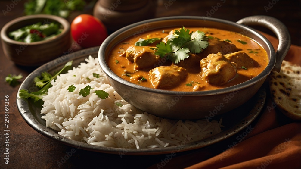 Traditional Indian dish – chicken curry in a creamy tomato sauce Traditional Indian dish – chicken curry in a creamy tomato sauce