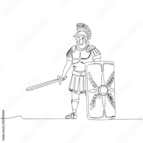 Roman Soldier Vector Illustration with Shield and Sword