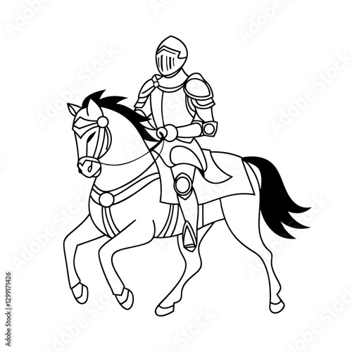 Medieval Knight Riding Horse Vector Illustration for Historical Fantasy Art