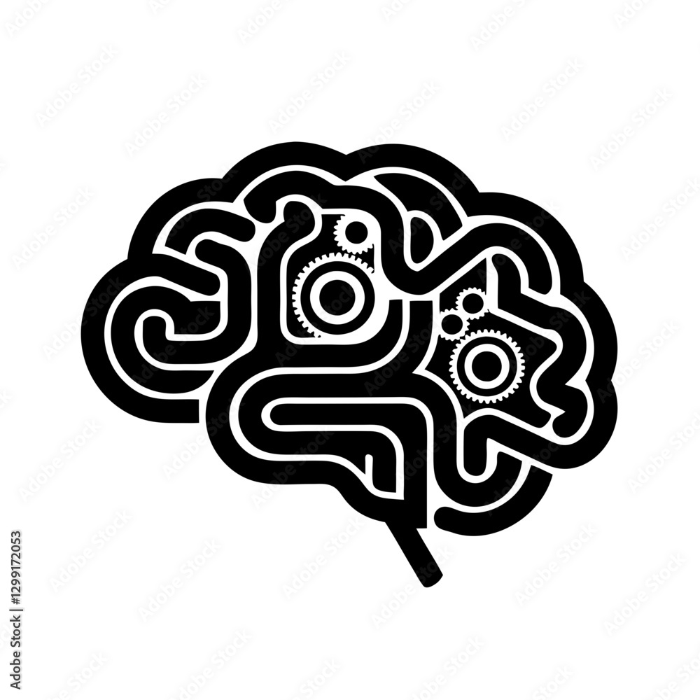 Brain Gears Vector Illustration Symbolizing Connection Between Thought and Technology Brain Gears Vector Illustration Symbolizing Connection Between Thought and Technology