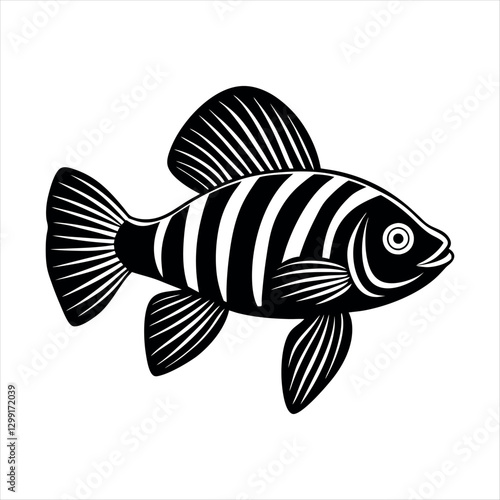 Zebra Danio Fish silhouette Animal new style design
