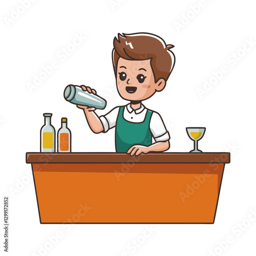 Bartender Mixing Cocktails at Bar Vector Illustration for Beverage Design