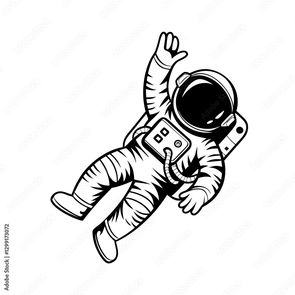 Vector Illustration of Floating Astronaut in Space Suit for Science and Universe Themes Vector Illustration of Floating Astronaut in Space Suit for Science and Universe Themes