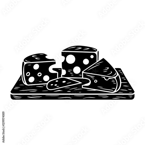 Vector Illustration Cheese Platter Silhouette for Culinary Art and Food Design Projects