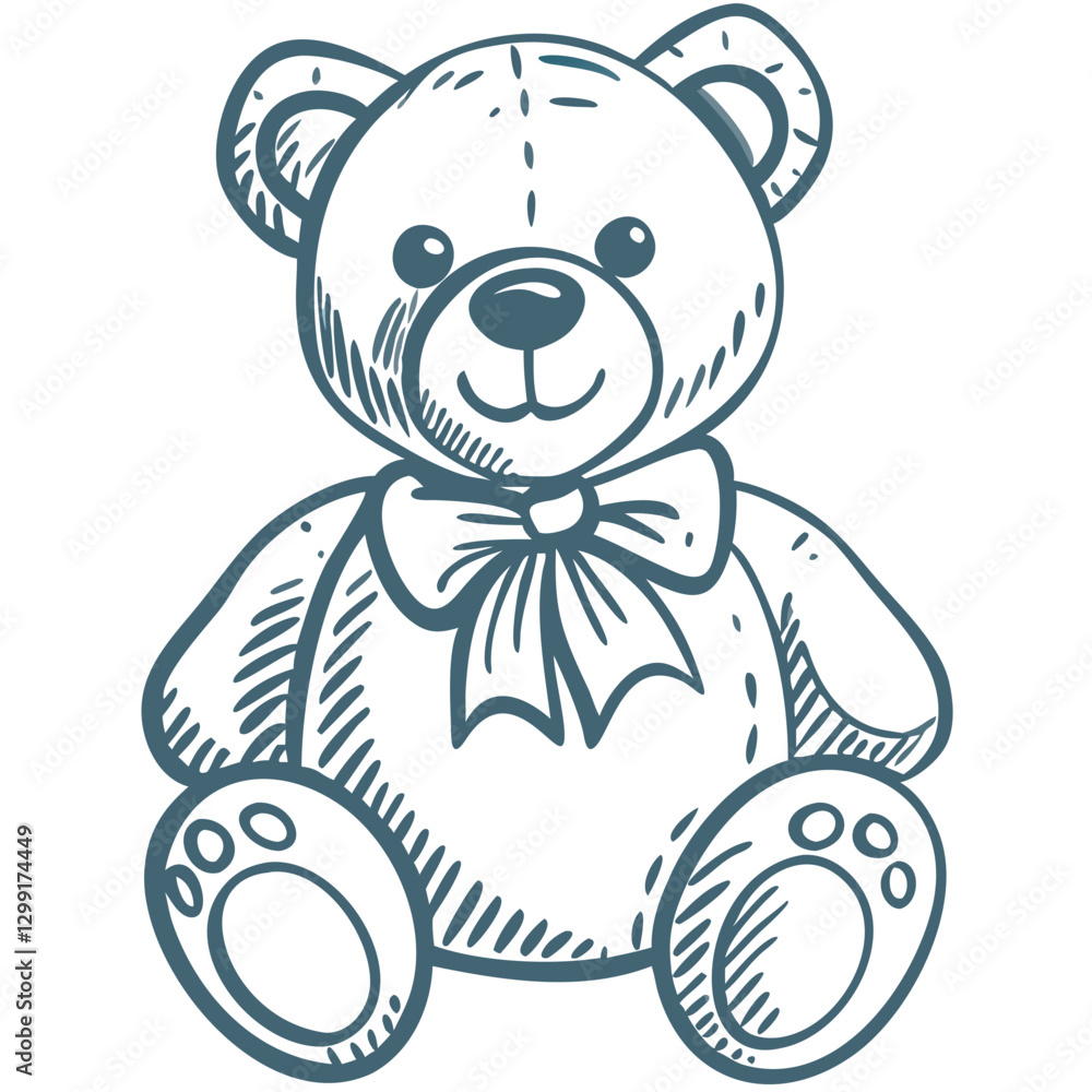 Fototapeta premium Cute Teddy Bear Vector Illustration with Bow for Children's Designs and Prints