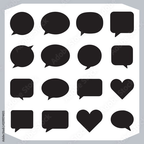 Obraz na płótnie Unique Speech Bubble Doodles Hand Drawn Pack of Outline Shapes w salonie