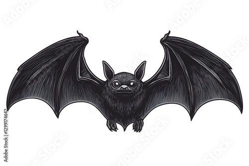 Flying bat isolated on white background. photo