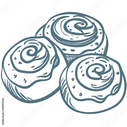 Delicious Cinnamon Roll Trio Vector Artwork for Bakery and Dessert Themes