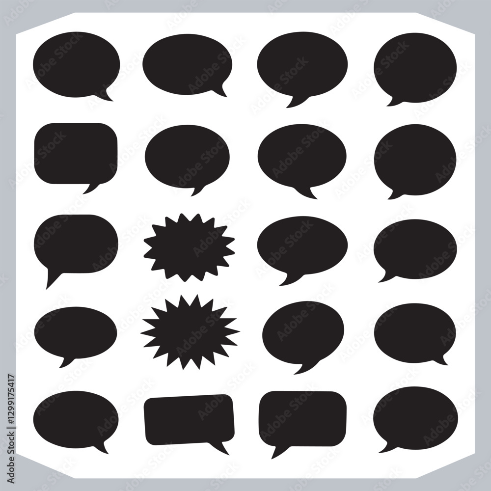Unique Speech Bubble Doodles Hand Drawn Pack of Outline Shapes