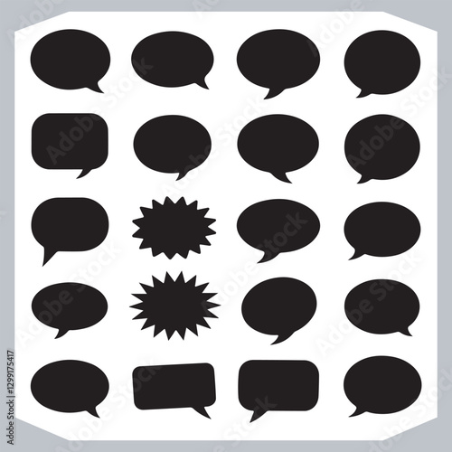 Obraz na płótnie Unique Speech Bubble Doodles Hand Drawn Pack of Outline Shapes w salonie