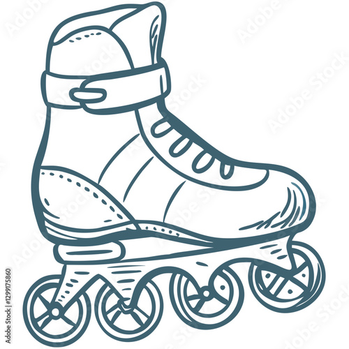 Vector Illustration Blue Roller Skate for Sports and Fitness Design