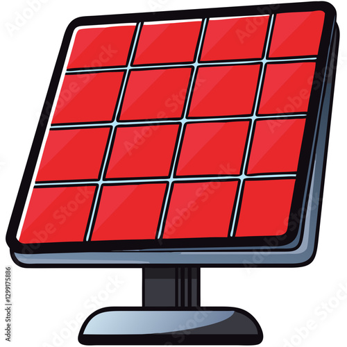 Red Solar Panel Vector Illustration Clean Energy Renewable Power Technology Graphic Design