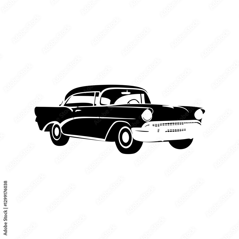 Naklejka premium Vintage Classic Car Silhouette Vector Illustration for Retro Design