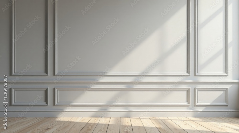 Obraz premium Elegant Room Interior with Paneled Walls and Light Wood Floor