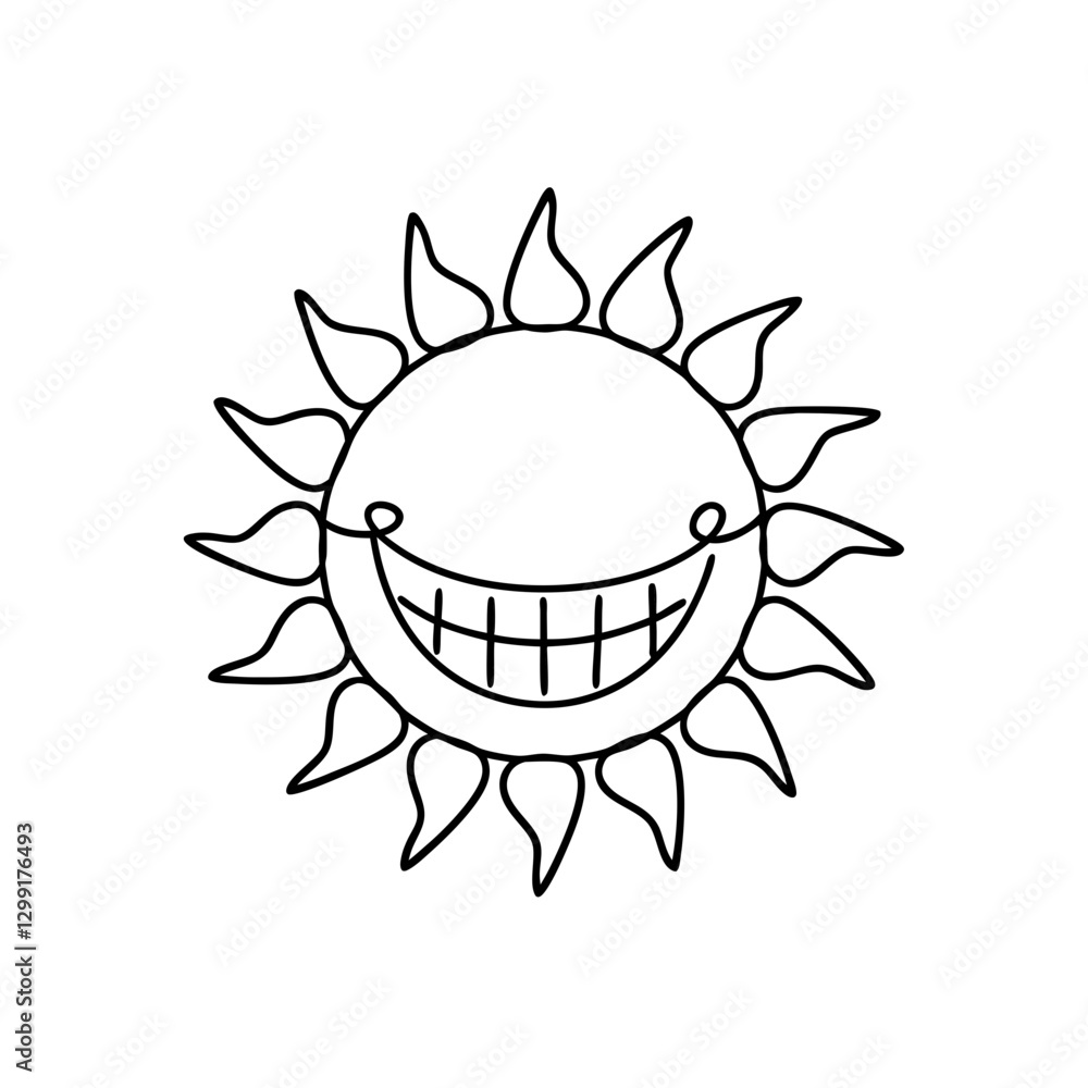 Fototapeta premium Smiling Sun Face Vector Cartoon Sunshine with Playful Expression