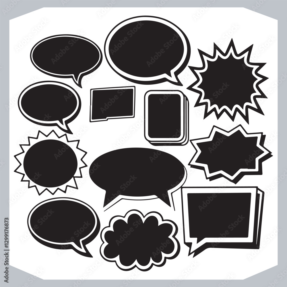 Outline Speech Bubbles in Various Shapes Hand Drawn Doodle Pack