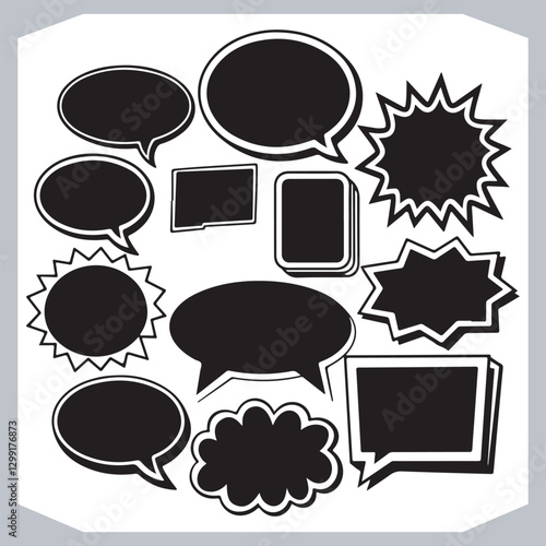 Obraz na płótnie Outline Speech Bubbles in Various Shapes Hand Drawn Doodle Pack w salonie