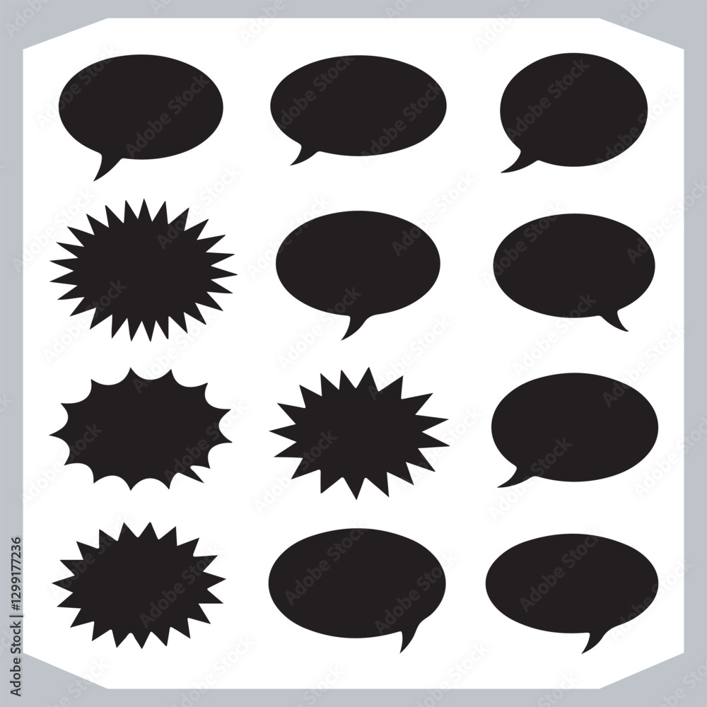 Outline Speech Bubbles in Various Shapes Hand Drawn Doodle Pack