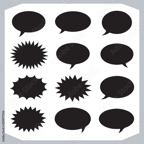 Obraz na płótnie Outline Speech Bubbles in Various Shapes Hand Drawn Doodle Pack w salonie