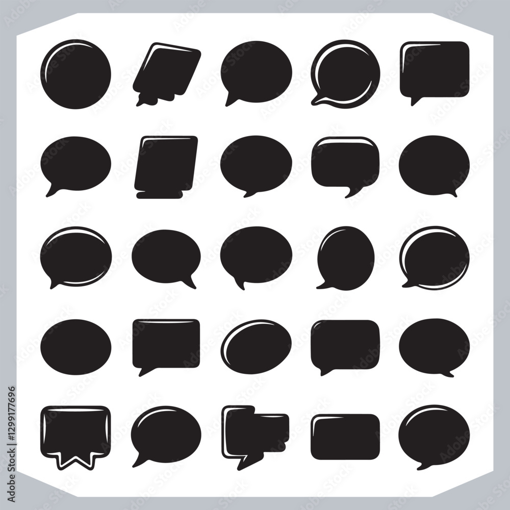 Outline Speech Bubbles in Various Shapes Hand Drawn Doodle Pack