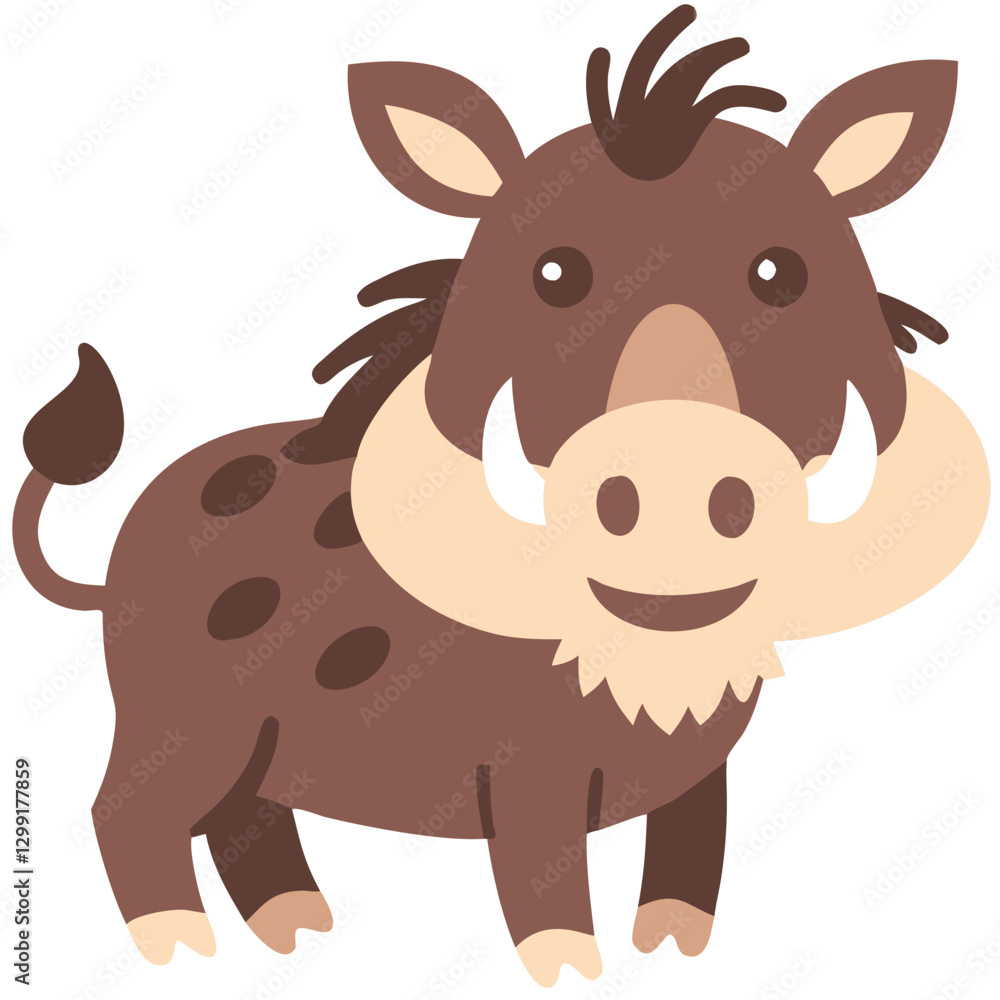Cute Cartoon Warthog Vector Illustration for Children's Books and Art Projects Cute Cartoon Warthog Vector Illustration for Children's Books and Art Projects