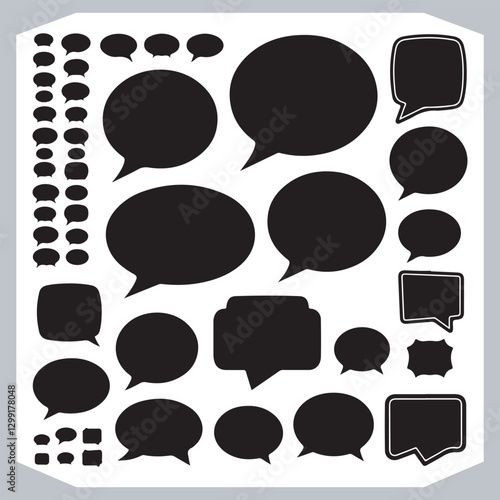 Obraz na płótnie Outline Speech Bubbles in Various Shapes Hand Drawn Doodle Pack w salonie