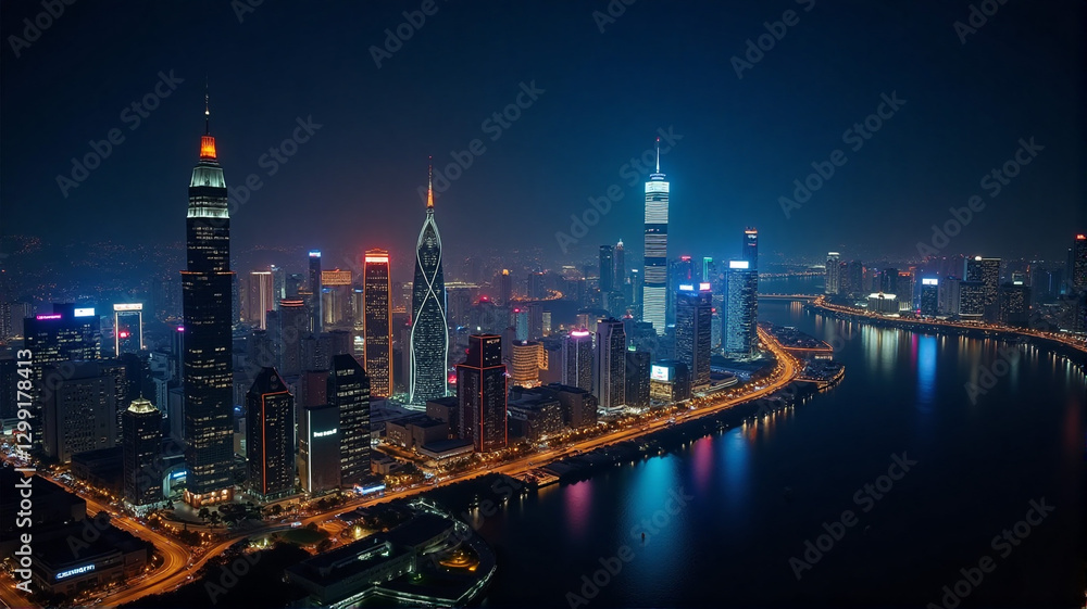 Fototapeta premium singapore skyline at night