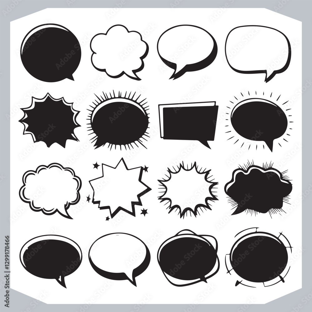 Hand Drawn Speech Bubble Collection Creative Outline Doodle Pack