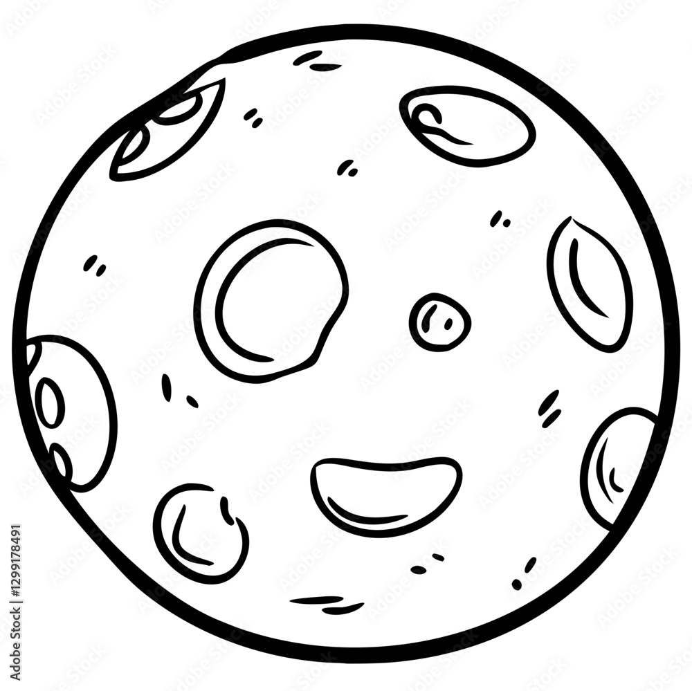 Fototapeta premium Simple Black and White Moon Craters Vector Illustration for Space Designs