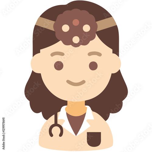 Cartoon Female Doctor with Stethoscope Medical Profession Vector Illustration