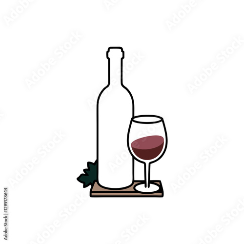 Wine Bottle and Glass Vector Illustration for Design and Advertising