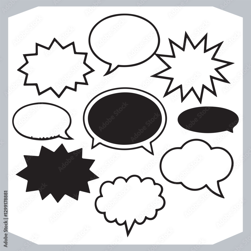 Hand Drawn Speech Bubble Collection Creative Outline Doodle Pack
