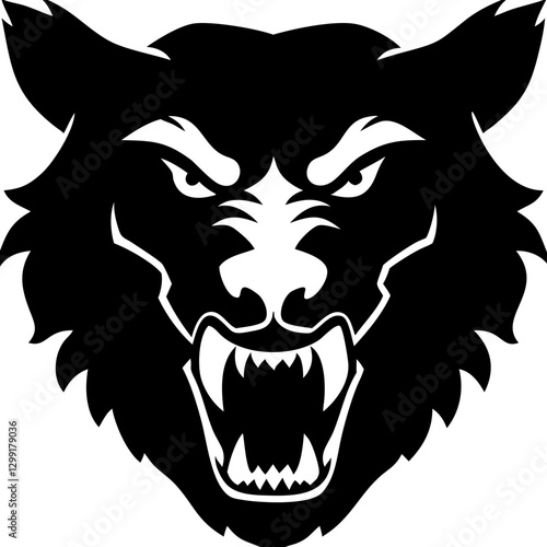 Fierce Wolf Head Silhouette Vector Illustration for Logo and Design Use photo